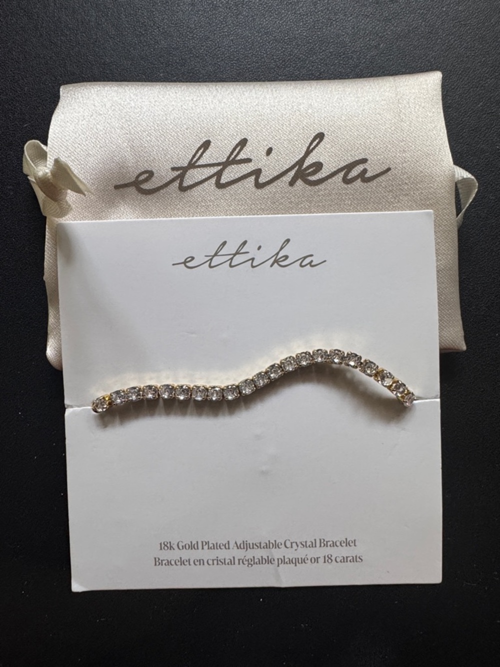 ettika Gold-Tone Clear Crystal Adjustable Bracelet